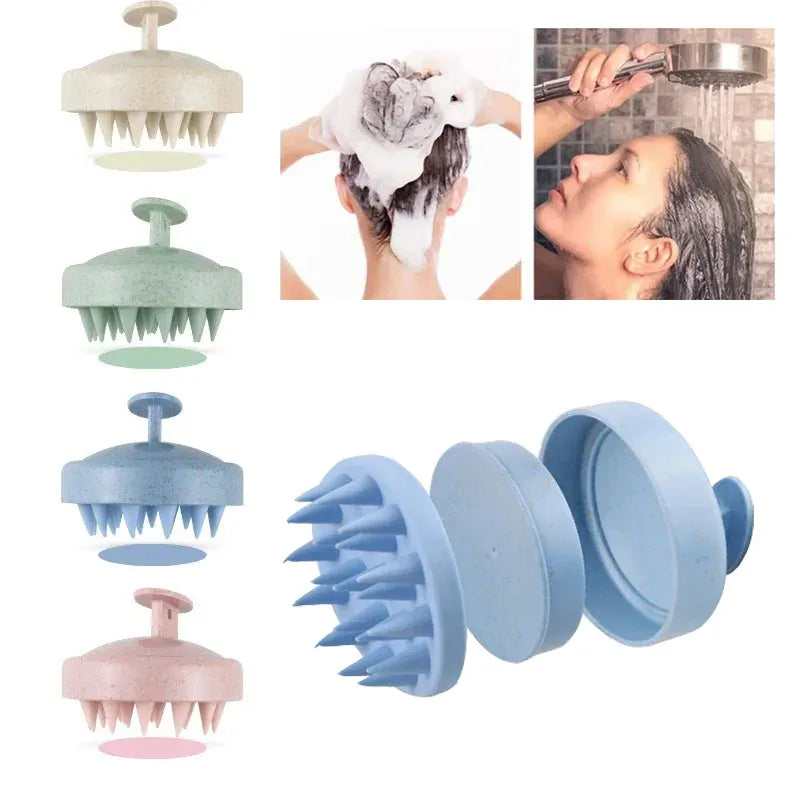 Set of 1-3 silicone shampoo brush heads for scalp massage, hair washing, and body massage, ideal for salon hairdressing tools.
