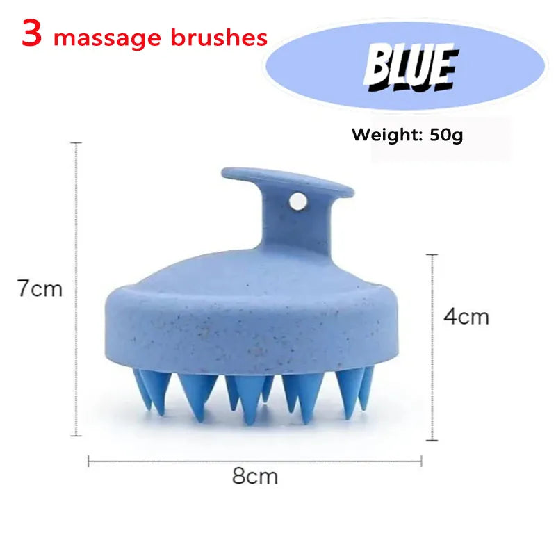 Set of 1-3 silicone shampoo brush heads for scalp massage and hair washing, ideal for hairdressing and body massage.