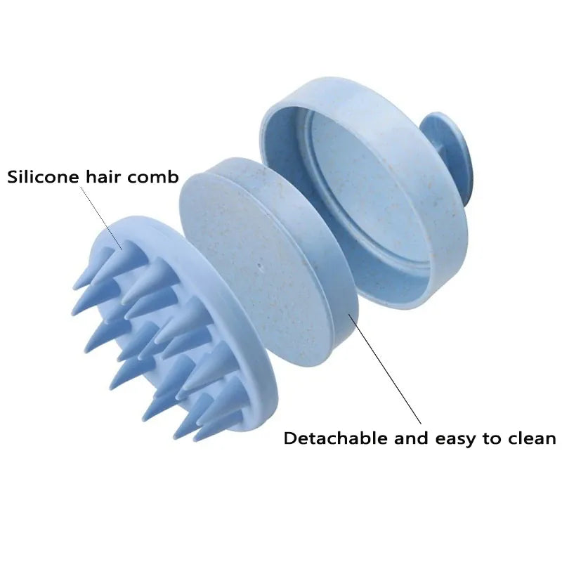 Set of 1-3 silicone shampoo brush heads with scalp massage combs for hair washing and body massage, ideal for salon hairdressing.