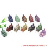 1.2"Natural Crystal Carving Cartoon Gemstone Figurine Amethyst Rose Quartz Healing Stone Animal Statue Home Decor Christmas Gift