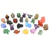 1.2"Natural Crystal Carving Cartoon Gemstone Figurine Amethyst Rose Quartz Healing Stone Animal Statue Home Decor Christmas Gift