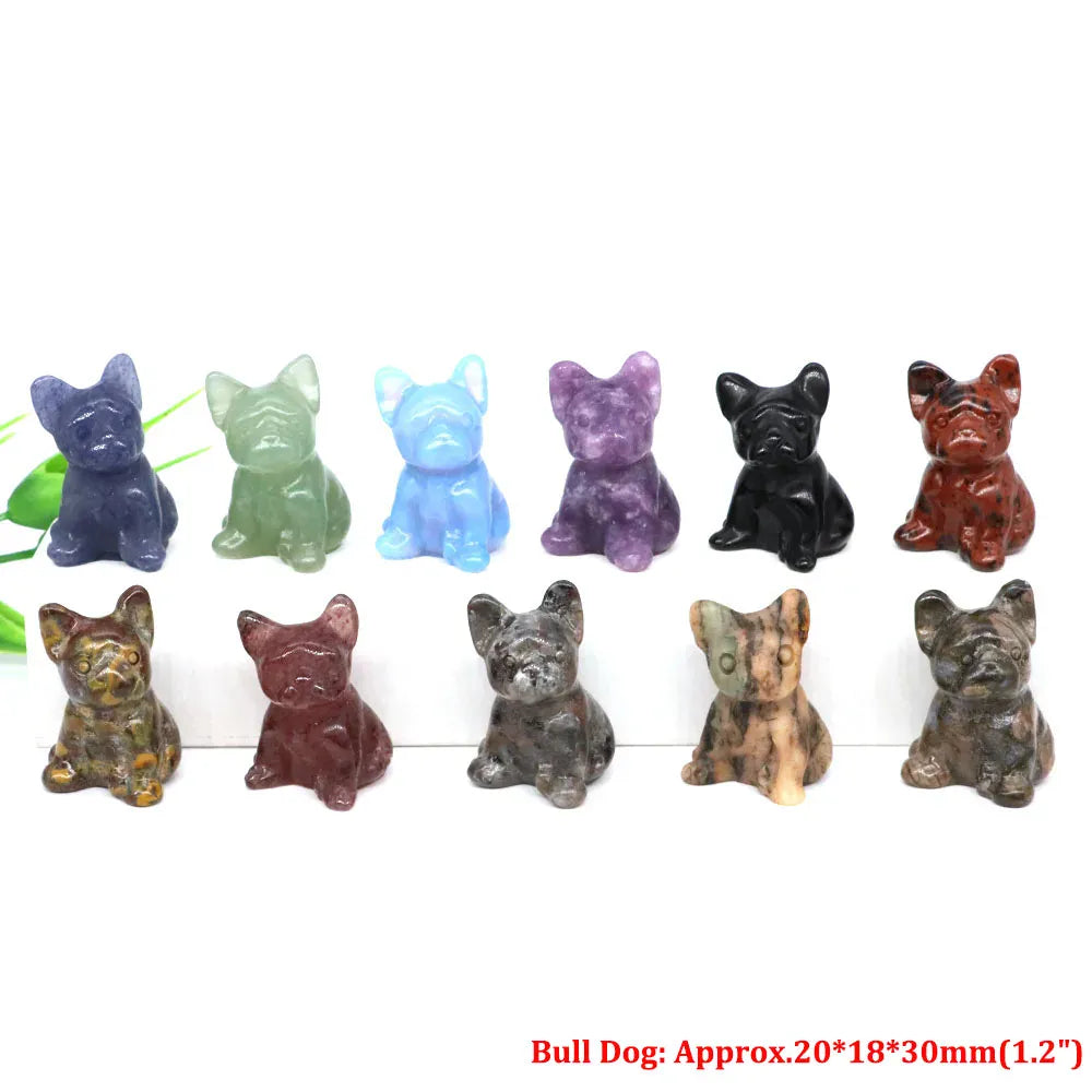 1.2"Natural Crystal Carving Cartoon Gemstone Figurine Amethyst Rose Quartz Healing Stone Animal Statue Home Decor Christmas Gift