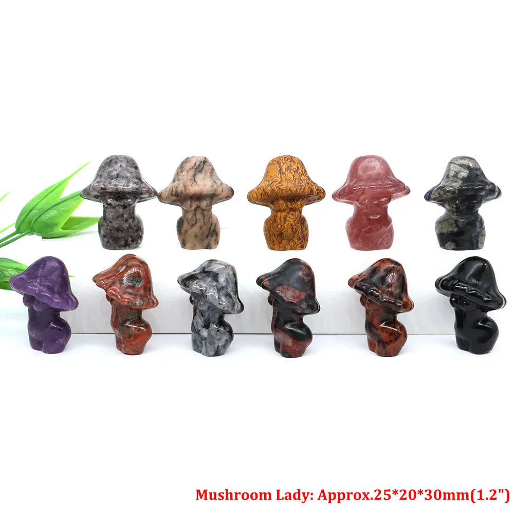 1.2"Natural Crystal Carving Cartoon Gemstone Figurine Amethyst Rose Quartz Healing Stone Animal Statue Home Decor Christmas Gift