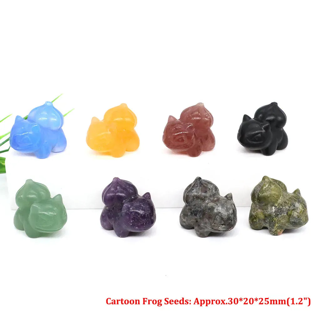 1.2"Natural Crystal Carving Cartoon Gemstone Figurine Amethyst Rose Quartz Healing Stone Animal Statue Home Decor Christmas Gift