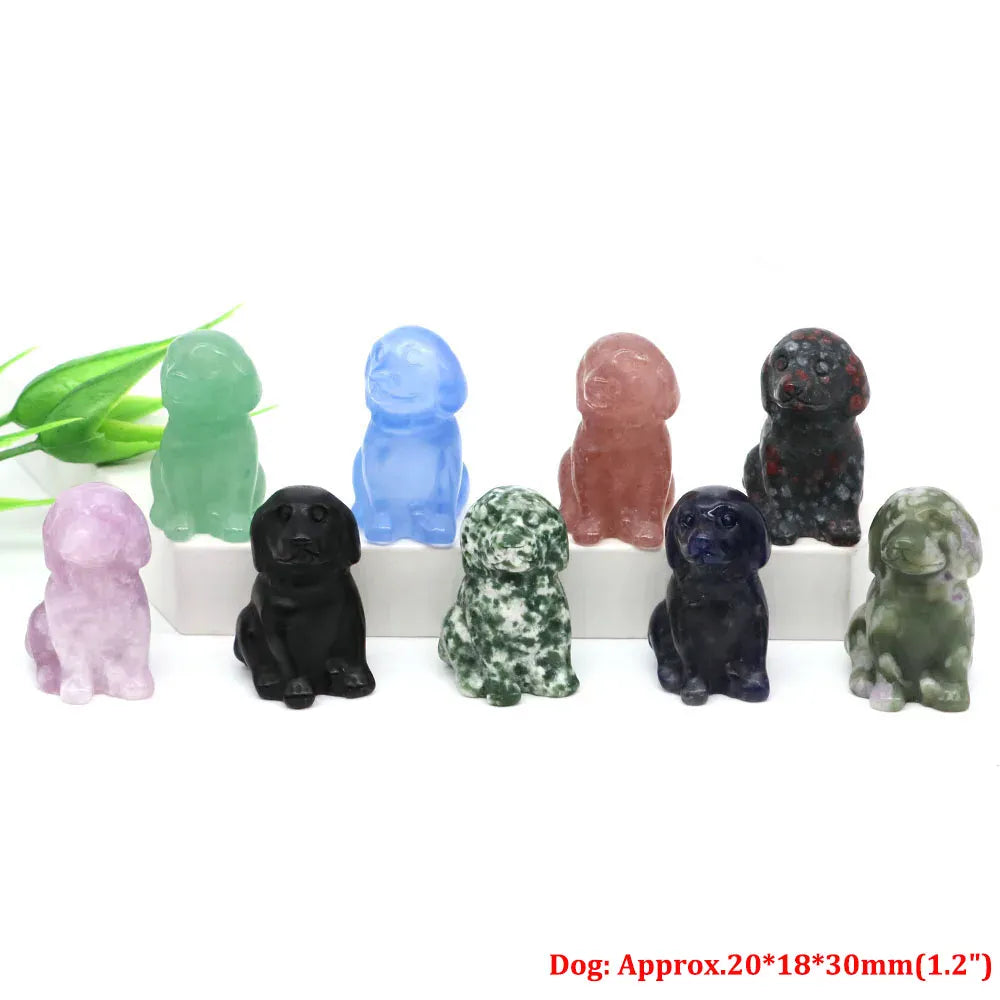1.2"Natural Crystal Carving Cartoon Gemstone Figurine Amethyst Rose Quartz Healing Stone Animal Statue Home Decor Christmas Gift