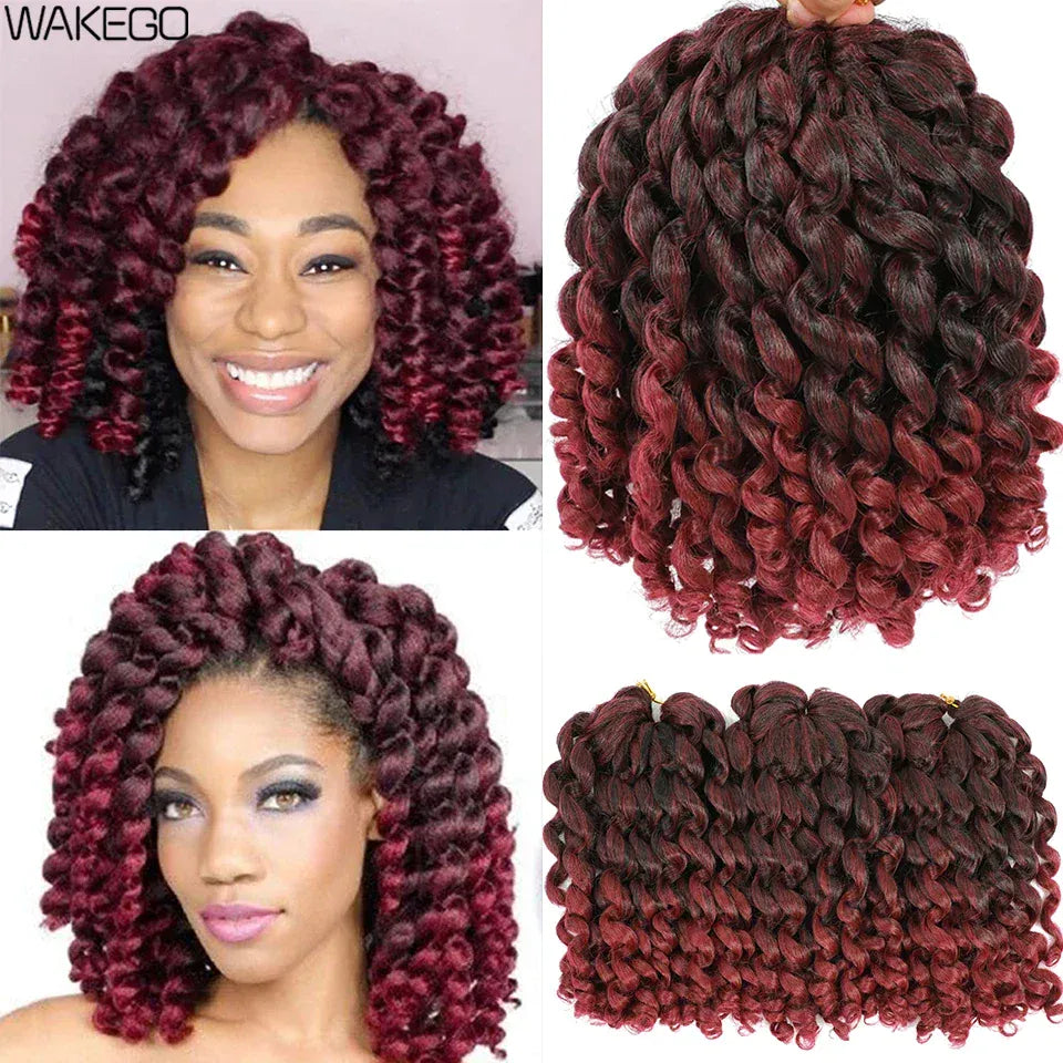 1-4Packs 2X Ringlet Wand Curl Jamaican Bounce 8inch Synthetic Wand Curl Twist Braids Hair Crochet Curly Hair Extensions 20 Roots