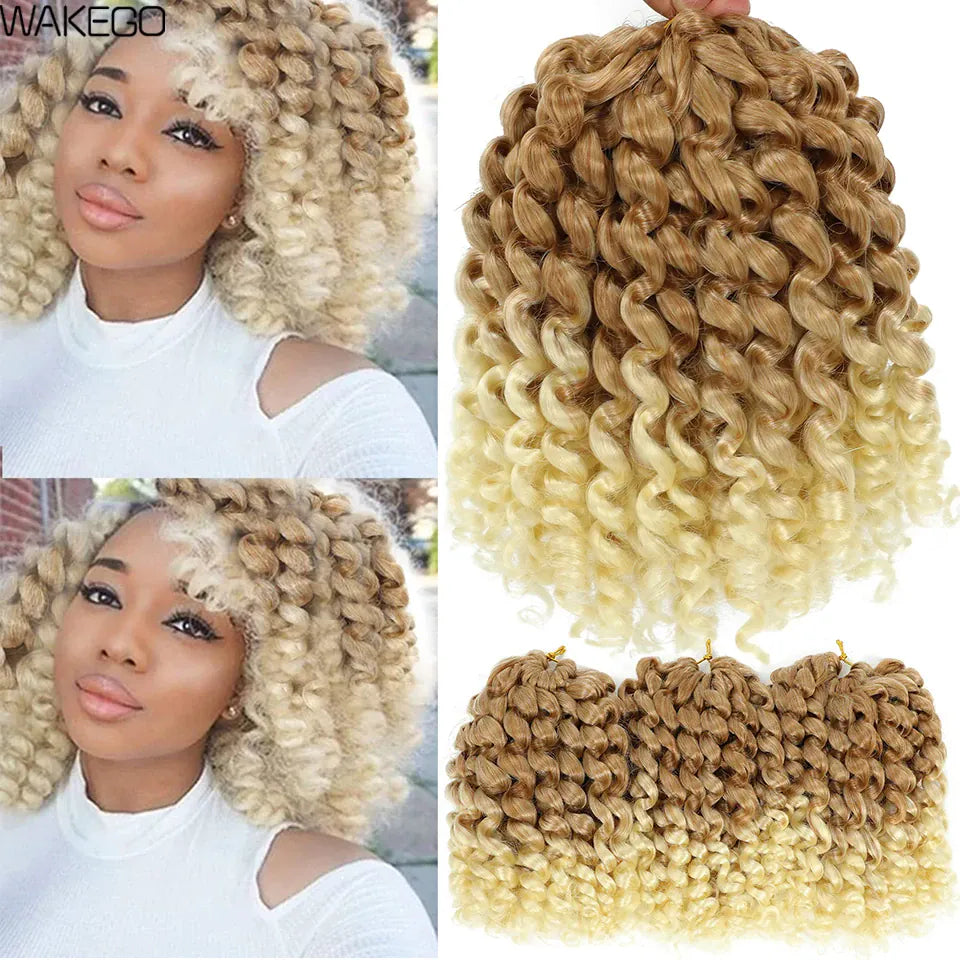 1-4Packs 2X Ringlet Wand Curl Jamaican Bounce 8inch Synthetic Wand Curl Twist Braids Hair Crochet Curly Hair Extensions 20 Roots
