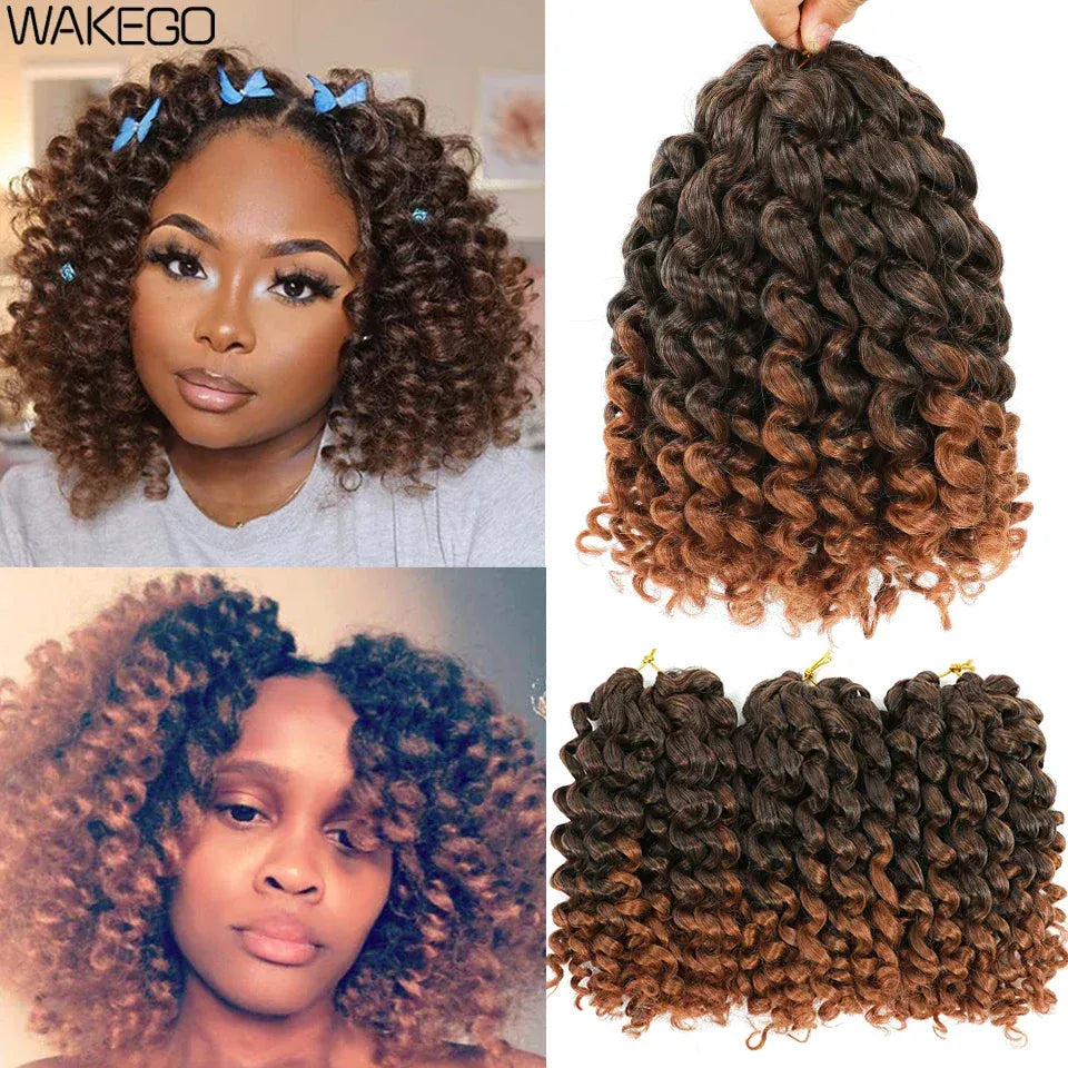 1-4Packs 2X Ringlet Wand Curl Jamaican Bounce 8inch Synthetic Wand Curl Twist Braids Hair Crochet Curly Hair Extensions 20 Roots