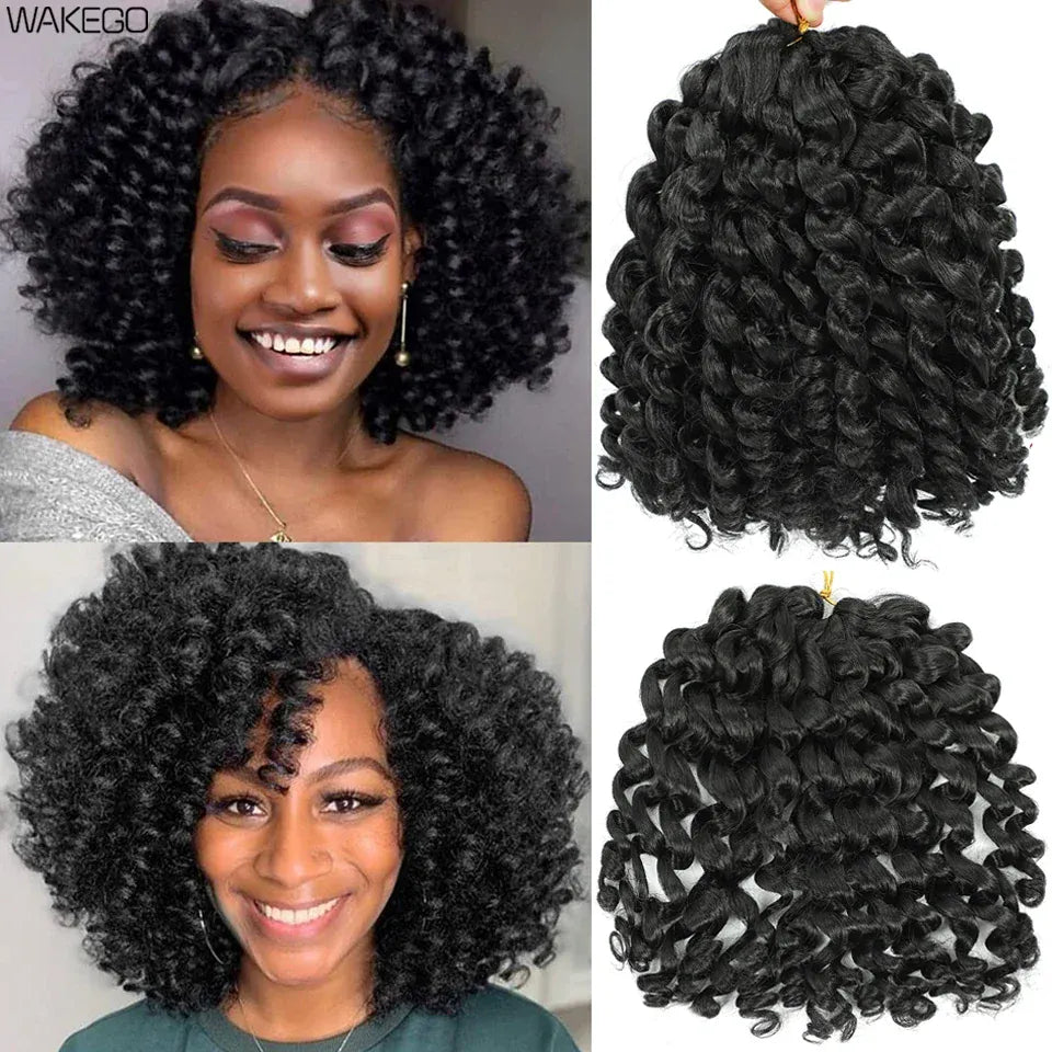 1-4Packs 2X Ringlet Wand Curl Jamaican Bounce 8inch Synthetic Wand Curl Twist Braids Hair Crochet Curly Hair Extensions 20 Roots