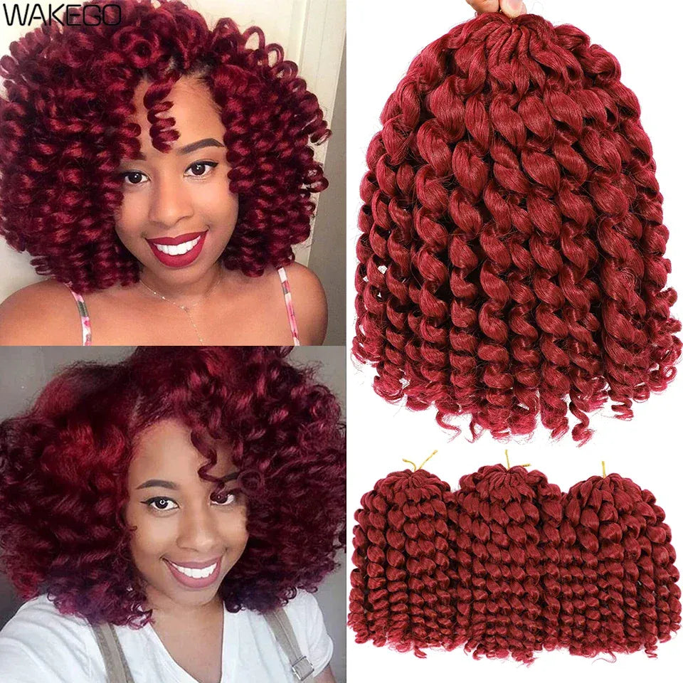 1-4Packs 2X Ringlet Wand Curl Jamaican Bounce 8inch Synthetic Wand Curl Twist Braids Hair Crochet Curly Hair Extensions 20 Roots