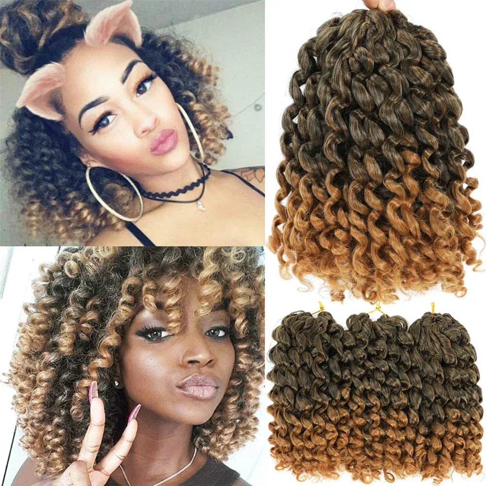 1-4Packs 2X Ringlet Wand Curl Jamaican Bounce 8inch Synthetic Wand Curl Twist Braids Hair Crochet Curly Hair Extensions 20 Roots