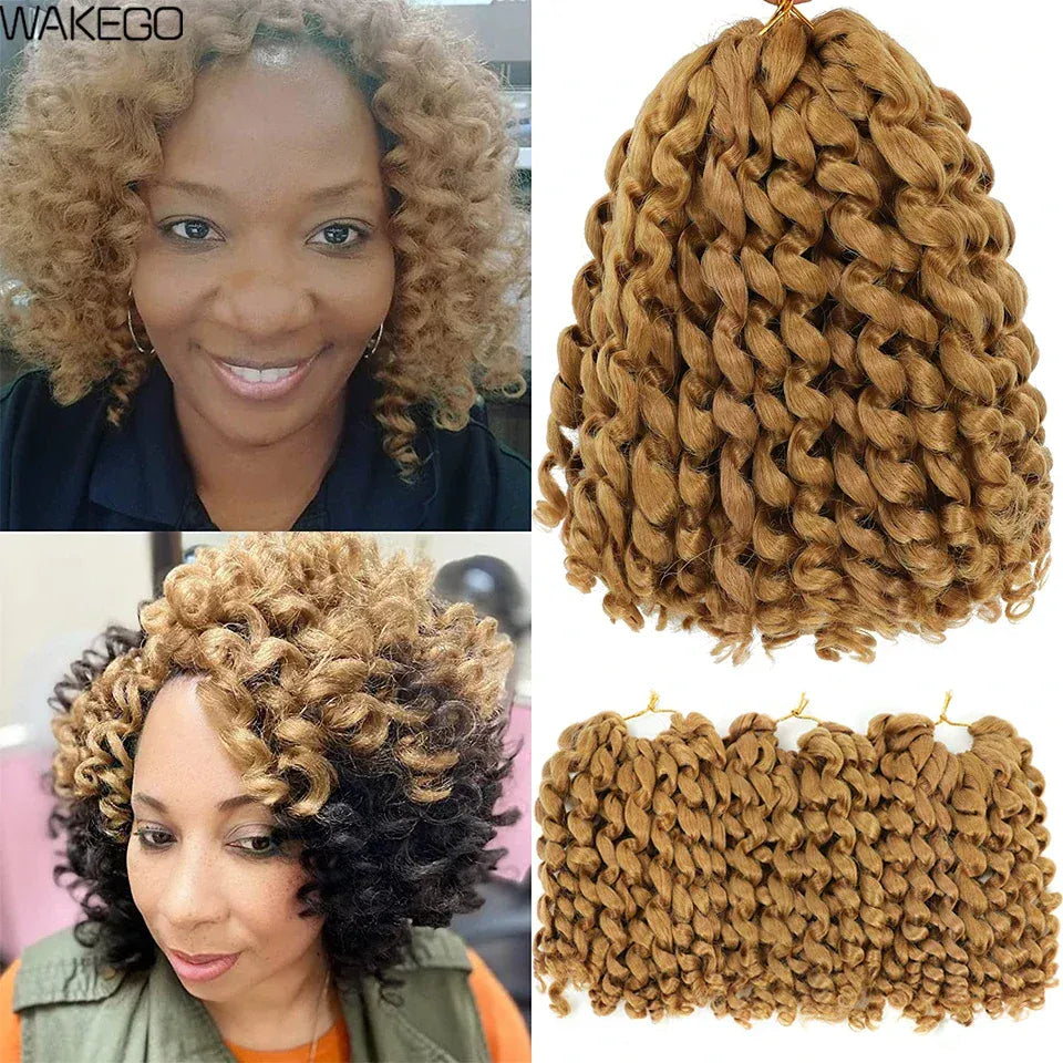 1-4Packs 2X Ringlet Wand Curl Jamaican Bounce 8inch Synthetic Wand Curl Twist Braids Hair Crochet Curly Hair Extensions 20 Roots