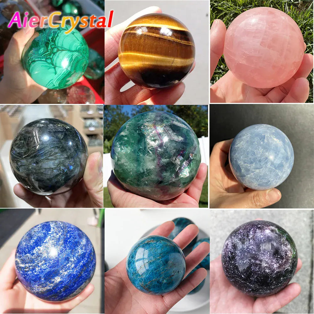 1.57-2.76-inch Natural Crystal Ball Tiger Eye Amethyst Powder Crystal Polished Stone Ball Reiki Healing Divination Gift