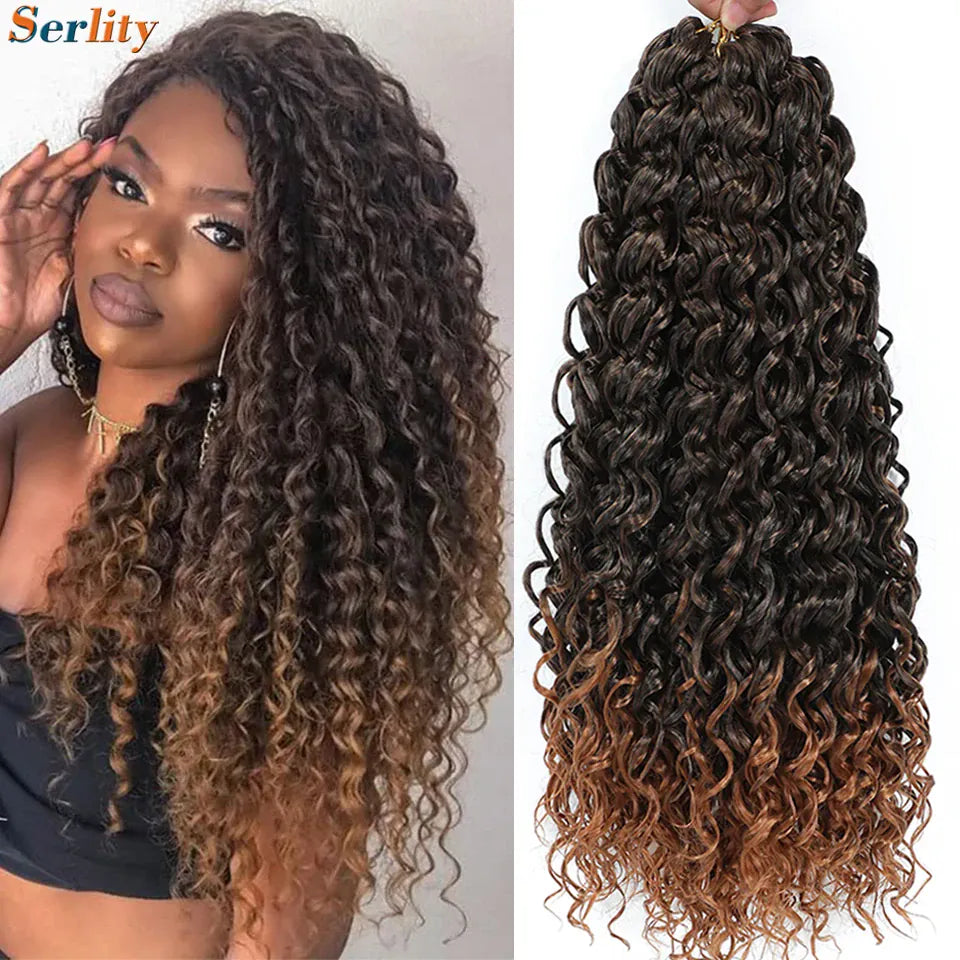 1- 6 Packs Ombre GoGo Curl Crochet Hair 14 18 Inches Go Go Curl Crochet Braids Synthetic Water Wave Deep Afro Twist Crochet Hair