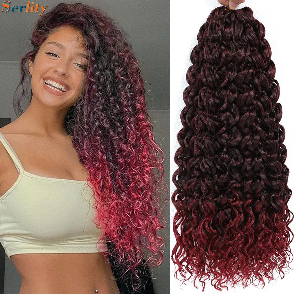 1- 6 Packs Ombre GoGo Curl Crochet Hair 14 18 Inches Go Go Curl Crochet Braids Synthetic Water Wave Deep Afro Twist Crochet Hair