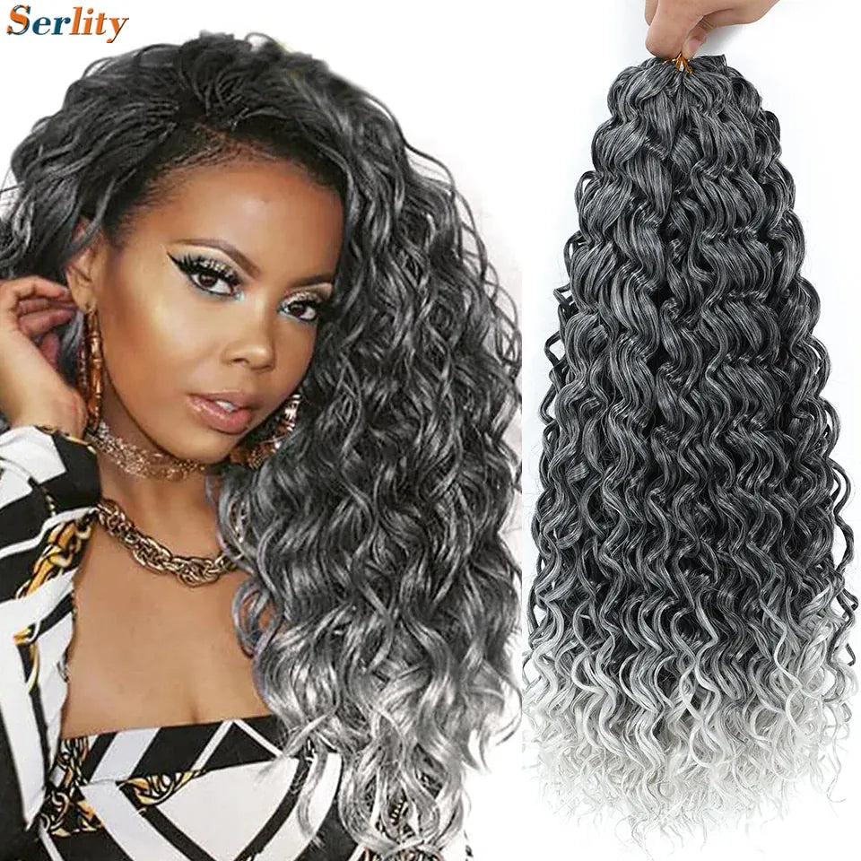 1- 6 Packs Ombre GoGo Curl Crochet Hair 14 18 Inches Go Go Curl Crochet Braids Synthetic Water Wave Deep Afro Twist Crochet Hair