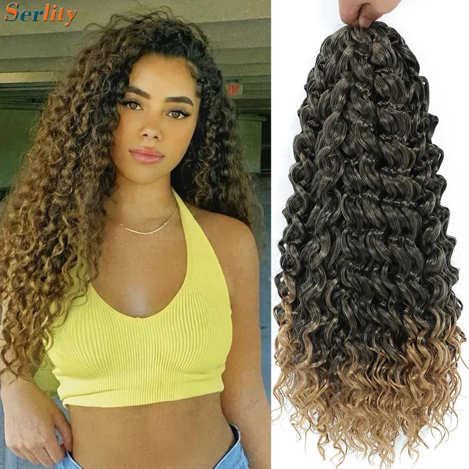 1- 6 Packs Ombre GoGo Curl Crochet Hair 14 18 Inches Go Go Curl Crochet Braids Synthetic Water Wave Deep Afro Twist Crochet Hair