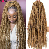 1-8 Packs Butterfly Faux Locs Crochet Hair Distressed Pre Looped Ginger Brown Butterfly Locs Mèches Messy Goddess Soft Locs Hair