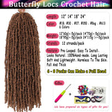 1-8 Packs Butterfly Faux Locs Crochet Hair Distressed Pre Looped Ginger Brown Butterfly Locs Mèches Messy Goddess Soft Locs Hair