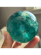 1 natural green fluorite crystal ball, polished surface, chakra gift, suitable for holidays and special occasions.