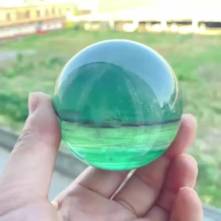 1 natural green fluorite crystal ball, polished surface, chakra gift, suitable for holidays and special occasions.