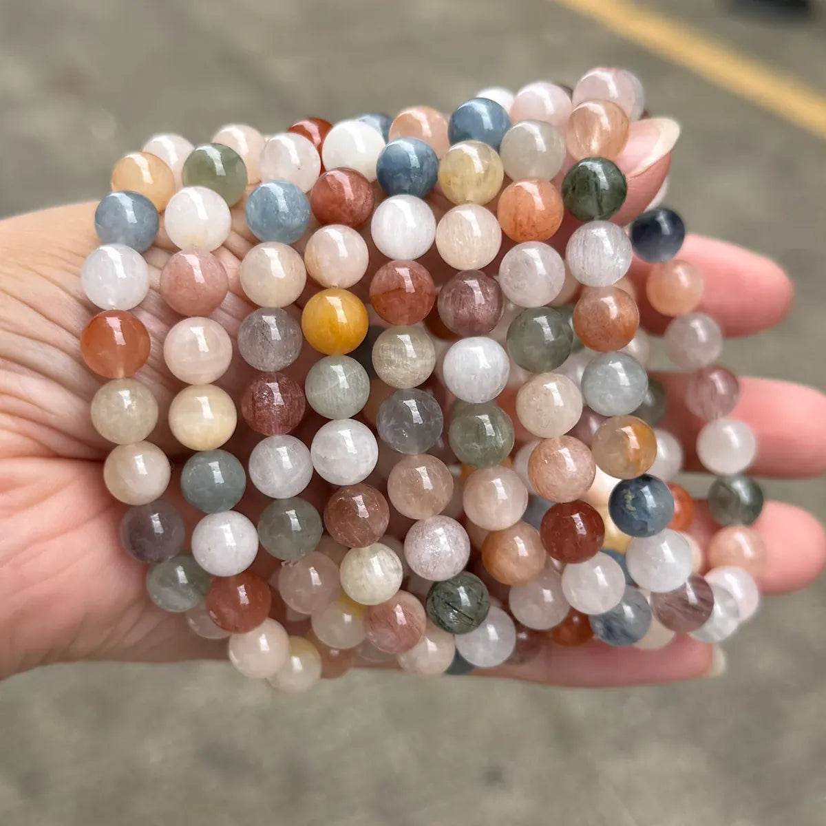 1 Pc 7A Natural Multi-Color Rabbit Hair Quartz Beads Bracelet Women's Healing Crystal Jewelry for Creativity Emotional Balance