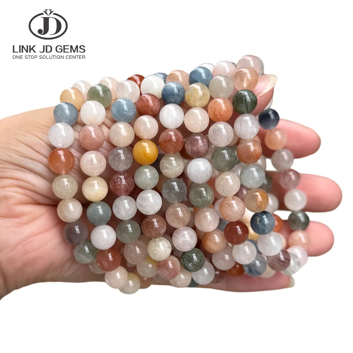 1 Pc 7A Natural Multi-Color Rabbit Hair Quartz Beads Bracelet Women's Healing Crystal Jewelry for Creativity Emotional Balance