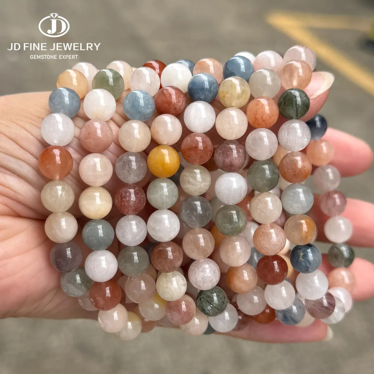 1 Pc 7A Natural Multi-Color Rabbit Hair Quartz Beads Bracelet Women's Healing Crystal Jewelry for Creativity Emotional Balance