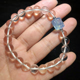 1 Pc Fengbaowu Natural Rock Quartz Aquamarine Bracelet Round Beads Pixiu Reiki Healing Stone Jewelry Gift For Women