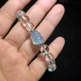 1 Pc Fengbaowu Natural Rock Quartz Aquamarine Bracelet Round Beads Pixiu Reiki Healing Stone Jewelry Gift For Women