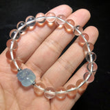 1 Pc Fengbaowu Natural Rock Quartz Aquamarine Bracelet Round Beads Pixiu Reiki Healing Stone Jewelry Gift For Women