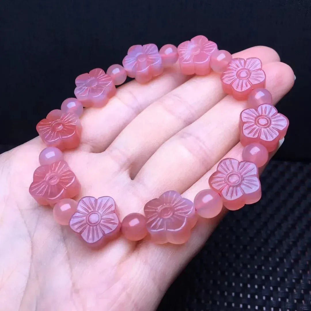 1 Pc Fengbaowu Natural Yanyuan Agate Flower Bracelet Crystal Reiki Healing Stone Fashion Jewelry Gift For Women