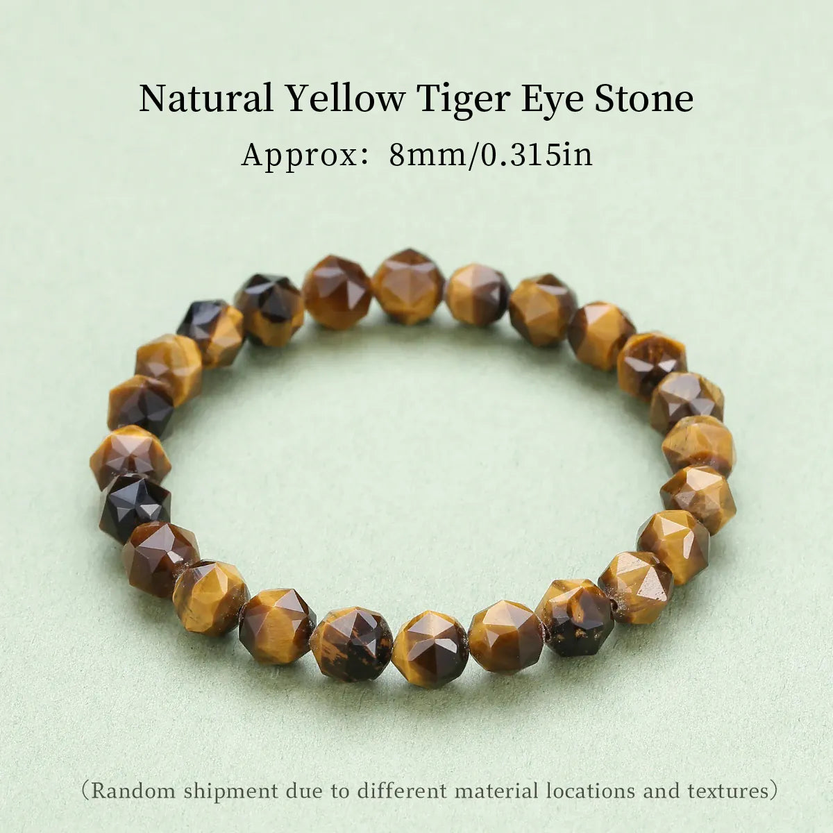 1 Pc Men Diamond Cut Natural Yellow Tiger Eye Stone Bracelet Elastic Wristband Lucky Amulet Jewelry Gift