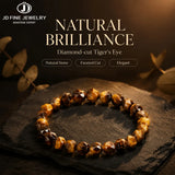 1 Pc Men Diamond Cut Natural Yellow Tiger Eye Stone Bracelet Elastic Wristband Lucky Amulet Jewelry Gift