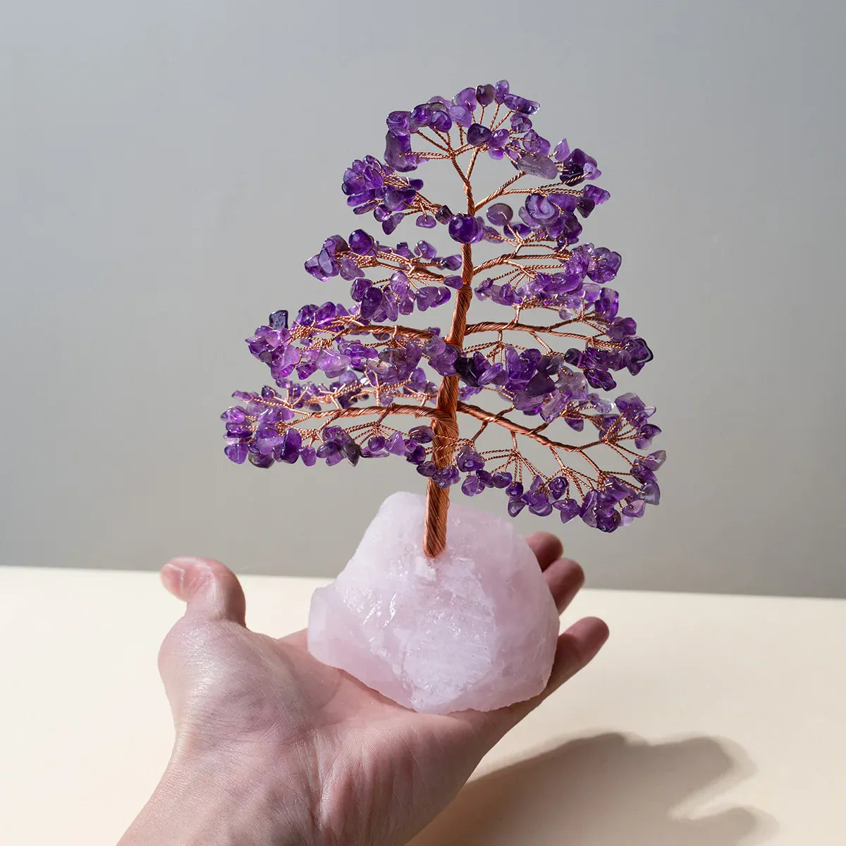 1 Piece Natural Gemstone Crystal Lucky Tree – Adorned with Irregular Raw Stone Base, Perfect for Home, Office Desk & Living Roo