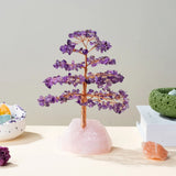 1 Piece Natural Gemstone Crystal Lucky Tree – Adorned with Irregular Raw Stone Base, Perfect for Home, Office Desk & Living Roo