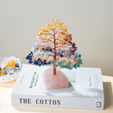 1 Piece Natural Gemstone Crystal Lucky Tree – Adorned with Irregular Raw Stone Base, Perfect for Home, Office Desk & Living Roo