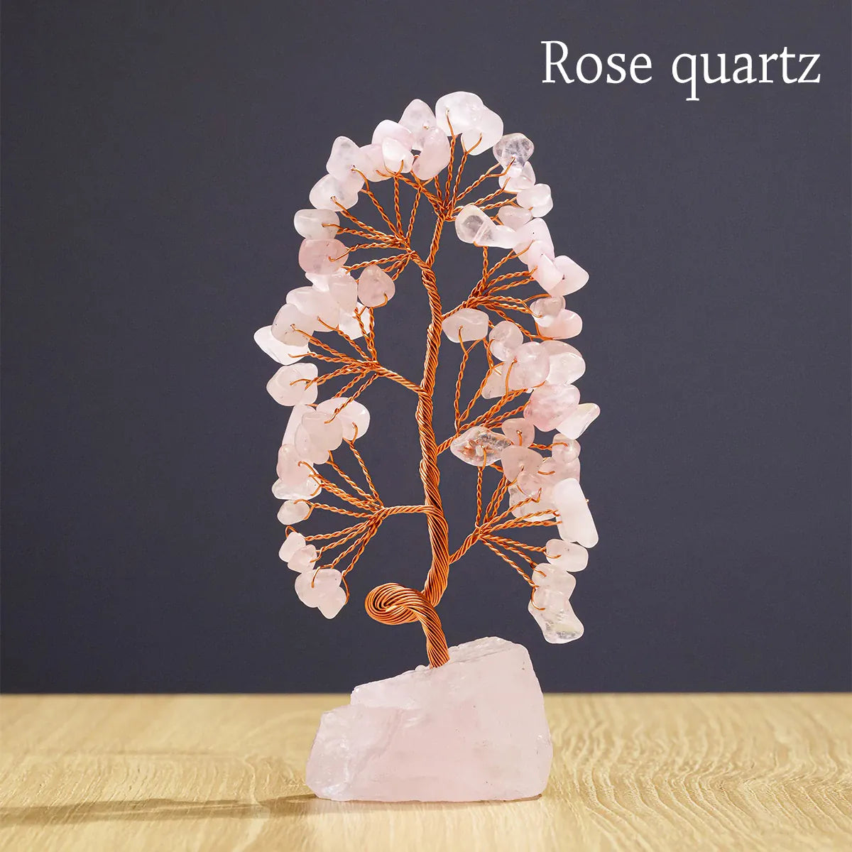 1 Piece Natural Gemstone Crystal Lucky Tree Decoration with Raw Stone Base – for Home, Office Desk & Living Room