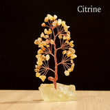 1 Piece Natural Gemstone Crystal Lucky Tree Decoration with Raw Stone Base – for Home, Office Desk & Living Room