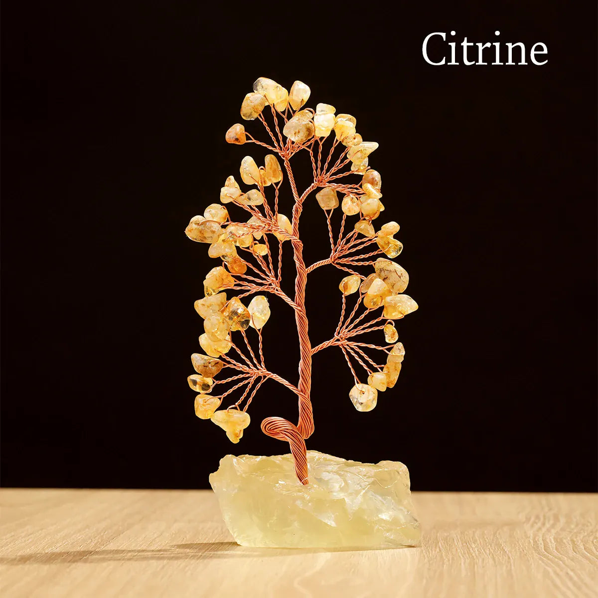 1 Piece Natural Gemstone Crystal Lucky Tree Decoration with Raw Stone Base – for Home, Office Desk & Living Room