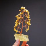 1 Piece Natural Gemstone Crystal Lucky Tree Decoration with Raw Stone Base – for Home, Office Desk & Living Room