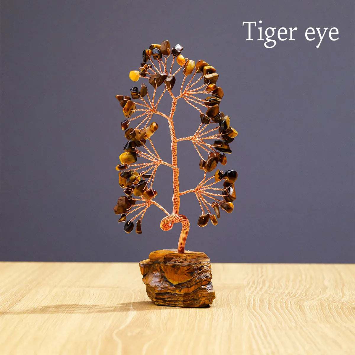 1 Piece Natural Gemstone Crystal Lucky Tree Decoration with Raw Stone Base – for Home, Office Desk & Living Room