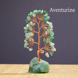 1 Piece Natural Gemstone Crystal Lucky Tree Decoration with Raw Stone Base – for Home, Office Desk & Living Room