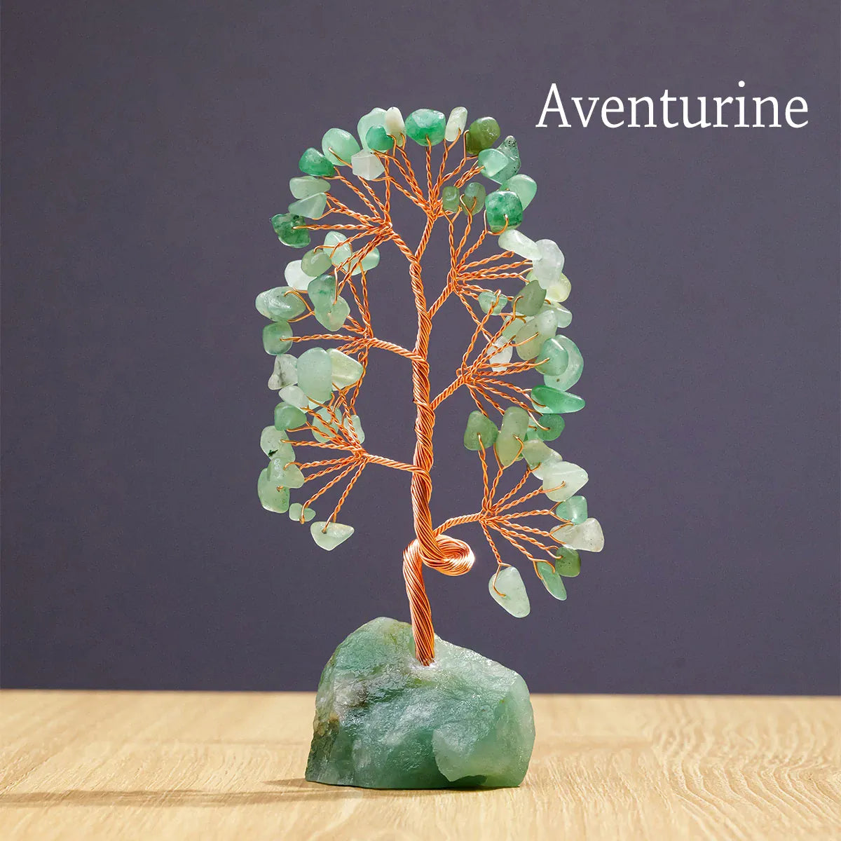 1 Piece Natural Gemstone Crystal Lucky Tree Decoration with Raw Stone Base – for Home, Office Desk & Living Room