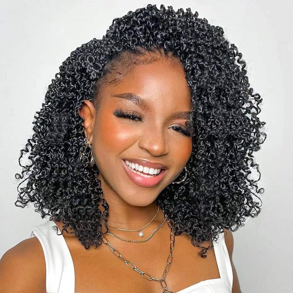10 Inch Yanky Twist Crochet Hair Pre-looped 6 Packs Ombre Brown Spring Twists Hair Senegalese Twist Crochet Hair with Curly Ends Synthetic Crochet Braids