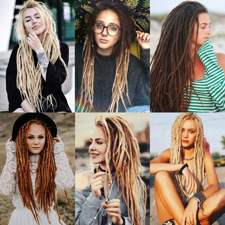 10 Strands 20inch Synthetic Dreadlocks Hair Extensions Soft Handmade Crochet Hair Transplant Blonde Braid Hairs For Women Girl