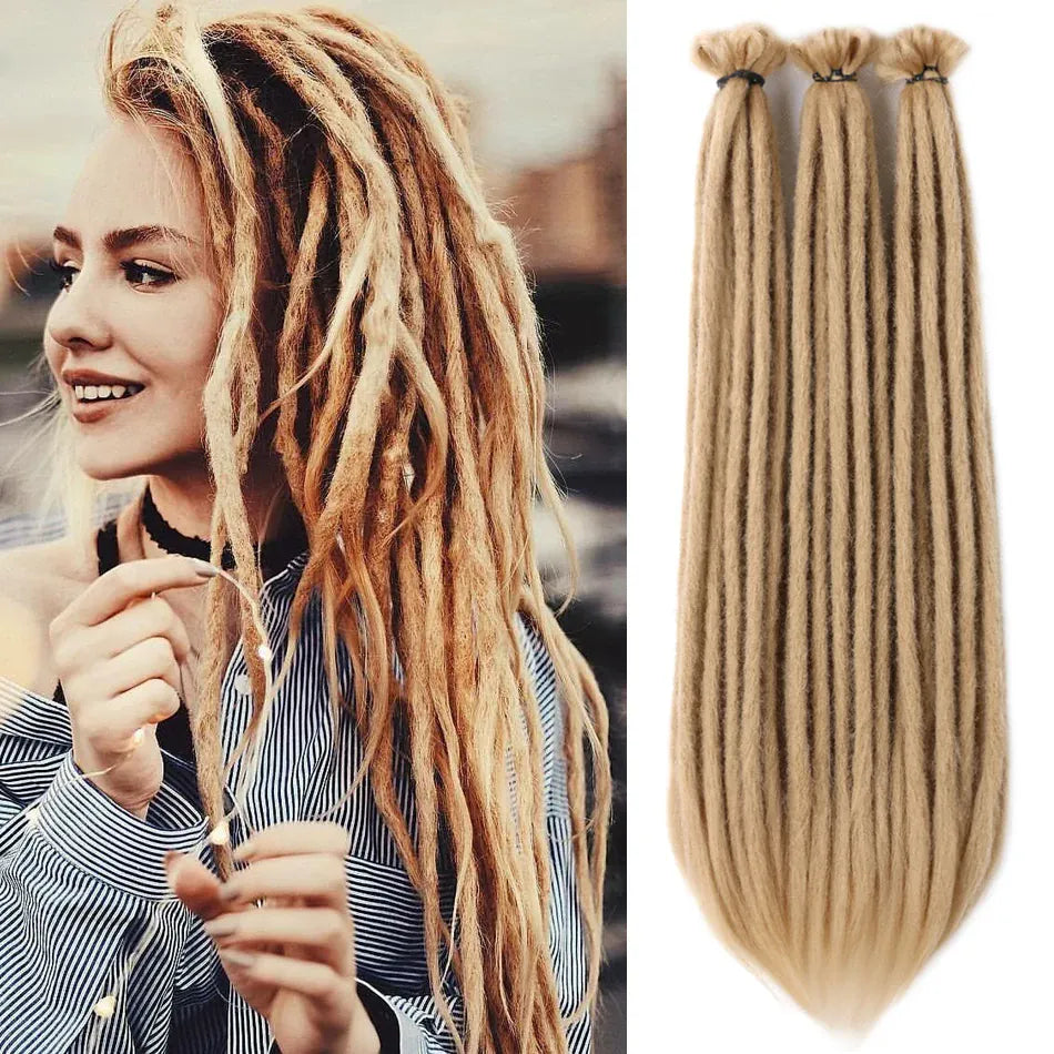 10 Strands 20inch Synthetic Dreadlocks Hair Extensions Soft Handmade Crochet Hair Transplant Blonde Braid Hairs For Women Girl