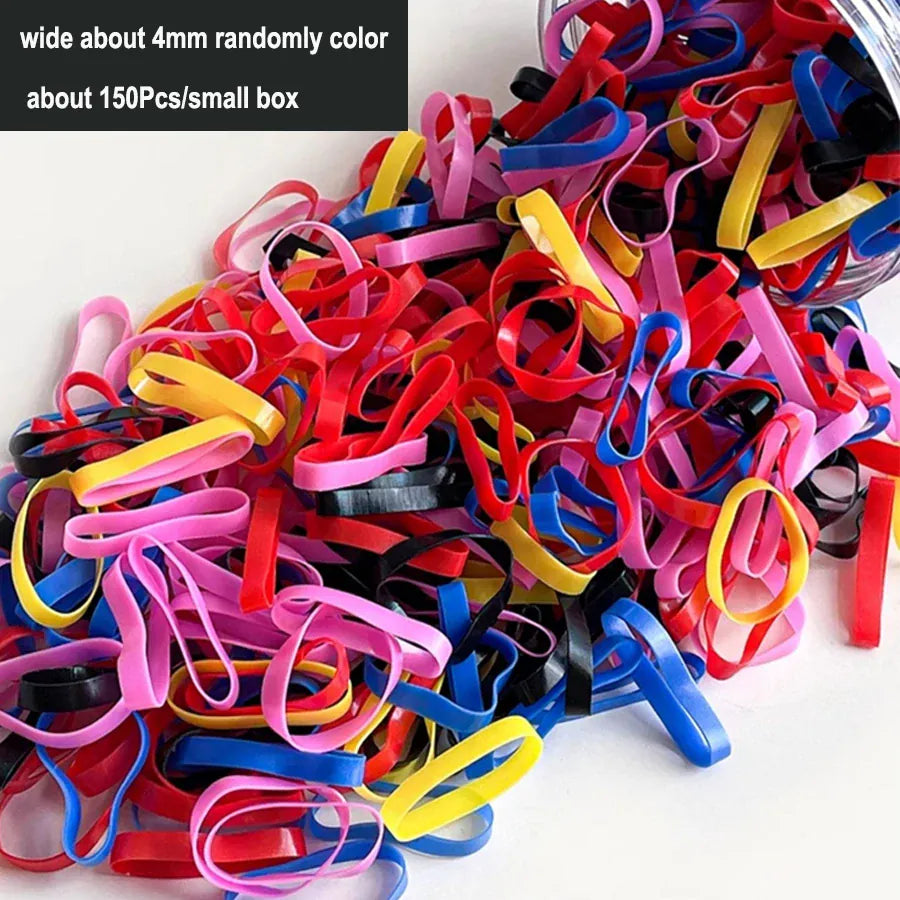 100-1000Pcs Black Disposable Rubber Band Elastic Hair Bands Girls Headband Children Ponytail Holder Bands Kids Hair Accessories