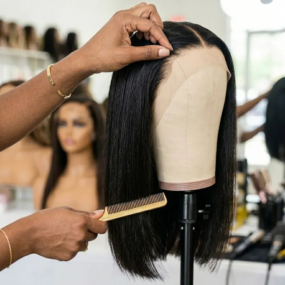 100% Human Hair Short Bob Wig Transparent Lace Frontal Wigs Human Hair 13x6 Straight Bob Wigs Pre Plucked 13x4 Lace Front Wigs 5x5 Glueless HD Lace Front Wig Ready to Go Lace Frontal For Black Women