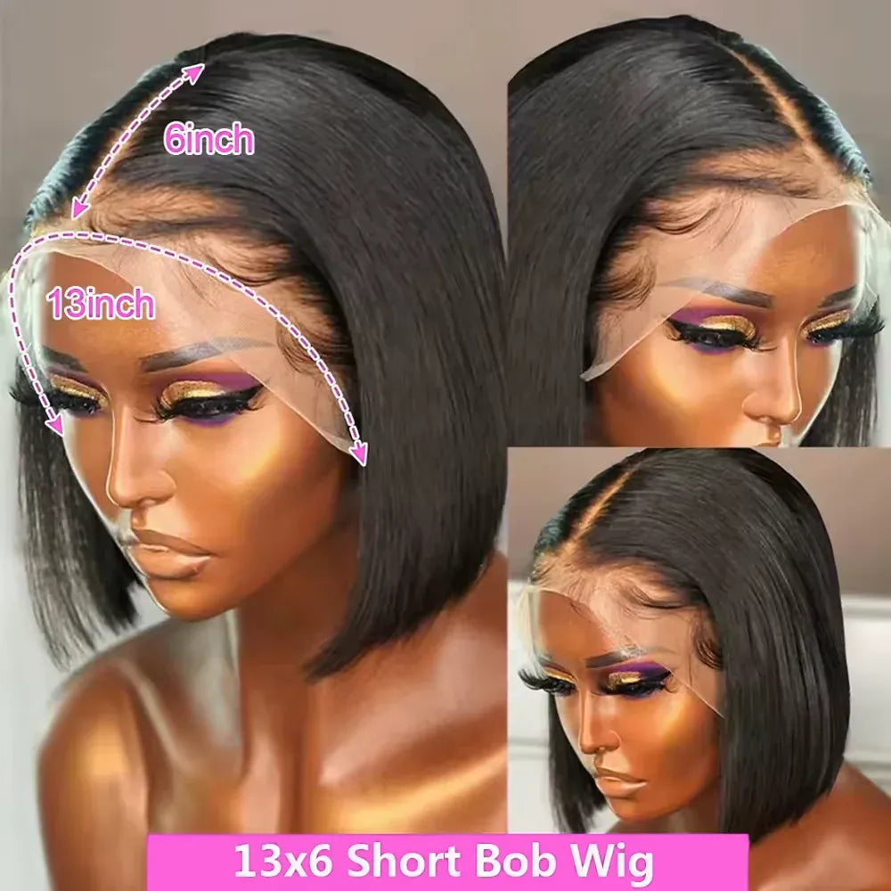 100% Human Hair Short Bob Wig Transparent Lace Frontal Wigs Human Hair 13x6 Straight Bob Wigs Pre Plucked 13x4 Lace Front Wigs 5x5 Glueless HD Lace Front Wig Ready to Go Lace Frontal For Black Women